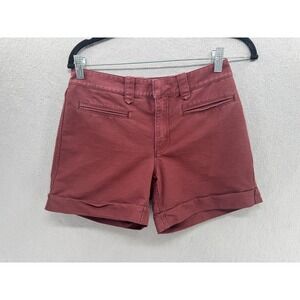 Vintage J.Crew Womens Size 0 Broken-In Chino Shorts Cuffed Wine Red‎ 53527 NWT